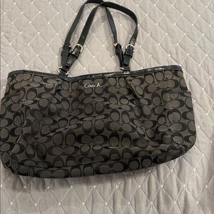 Coach Signature Black and Gray Shoulder Bag